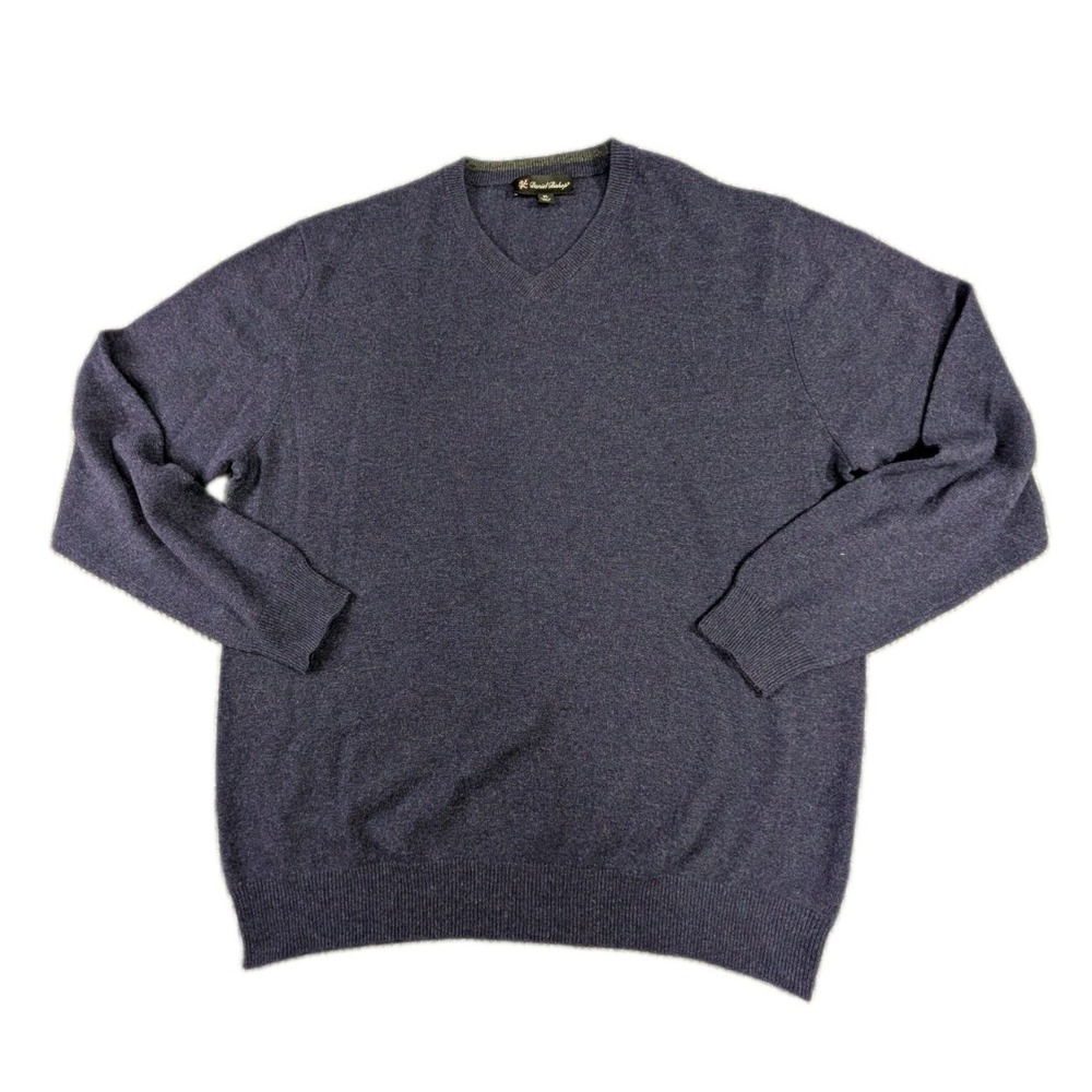 Daniel Bishop 100% Cashmere Sweater Mens XL Blue V Neck Pullover Quiet Luxury